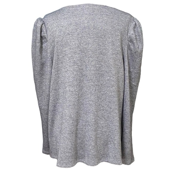 Les Serein Metallic Gray Puff Sleeve Sweater Top 2X NWT - Picture 5 of 9